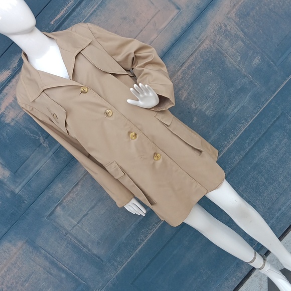 LADIES CANADIAN MADE COTTON POLY BLEND VINTAGE TRENCH COAT /JACKET(VINTAGE) - Picture 10 of 17